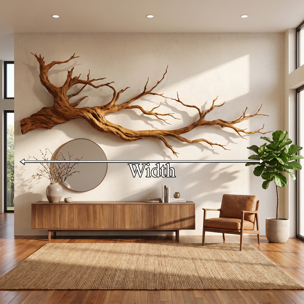 Intertwined Root 3D Wall Sculpture in Natural Wood, 51 to 80 Inch Long