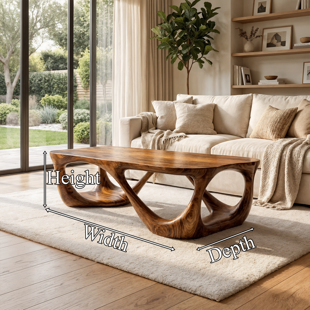 Mid Century Coffee Table, Solid Wood Low Table for Living Room