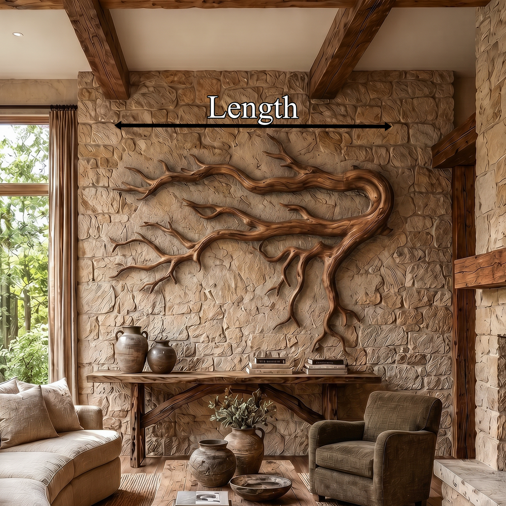 Driftwood Root Sculptural Wall Art in Solid Natural Wood
