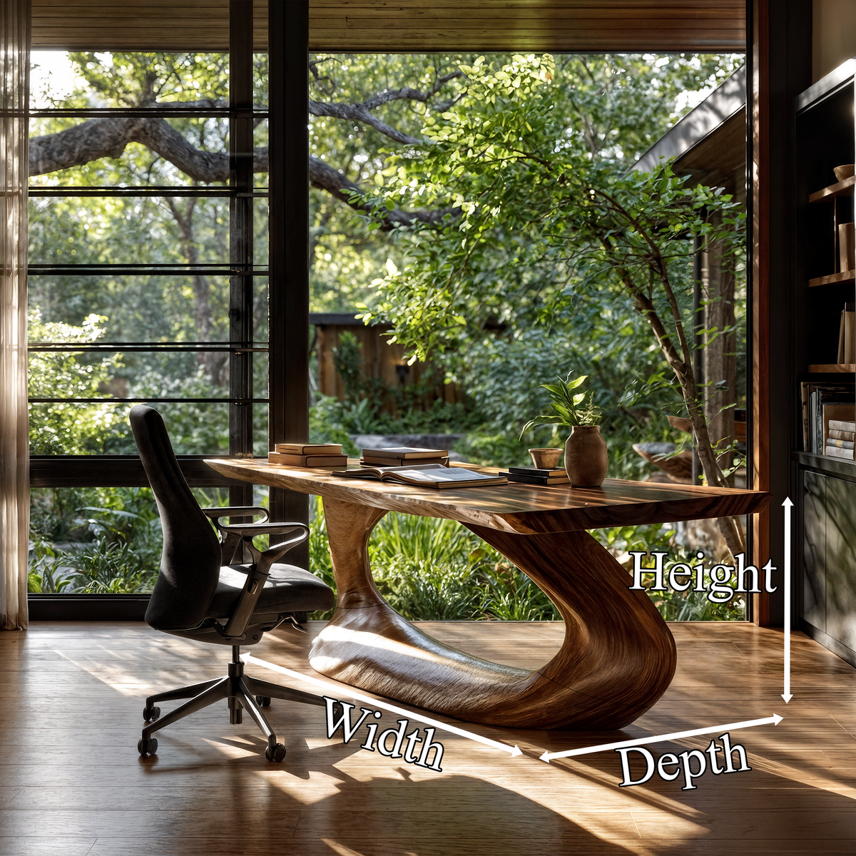 Waterfall Desk, Rustic Solid Wood Home Office Writing Desk
