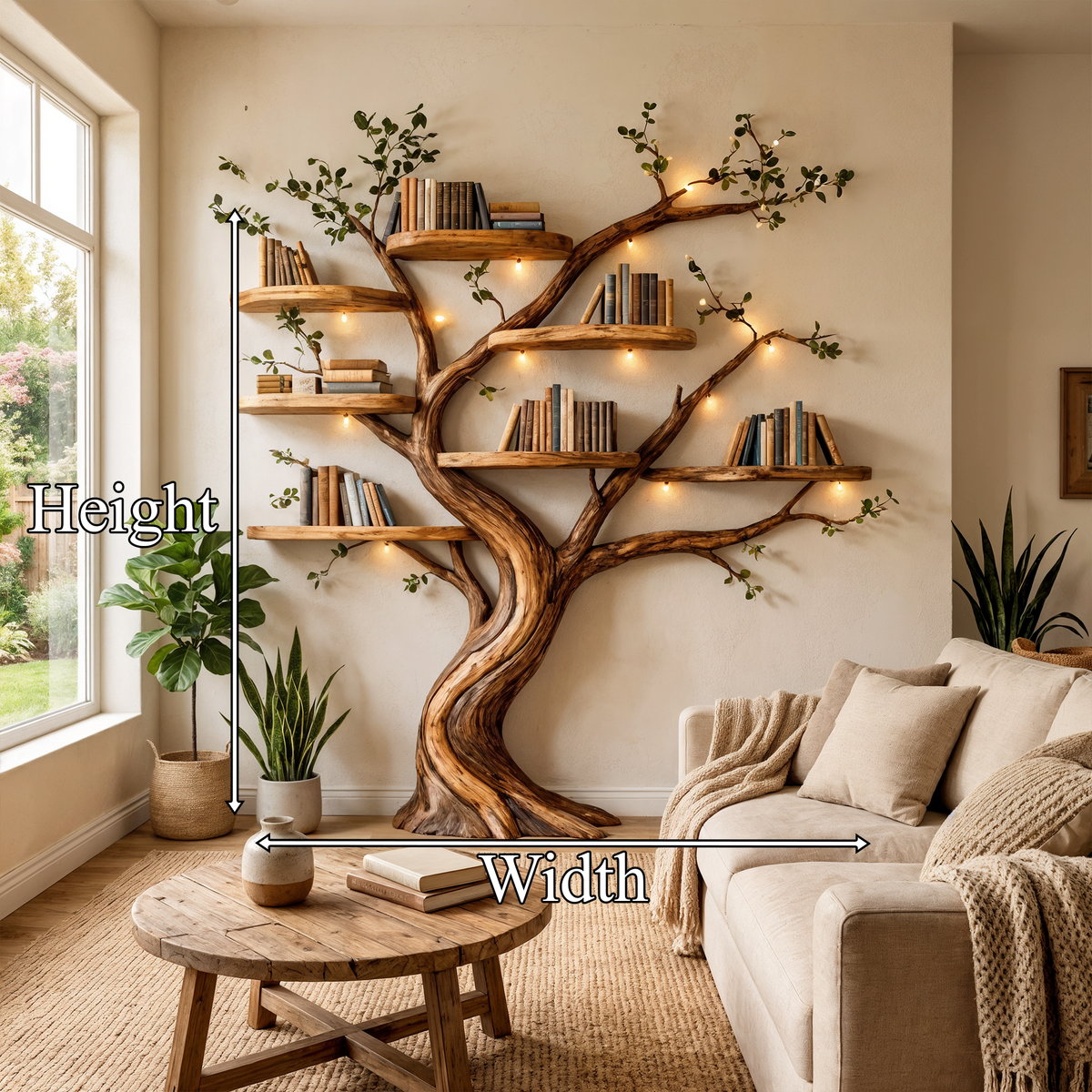 Tree Branch Floating Bookshelf Wall Display for Living Room