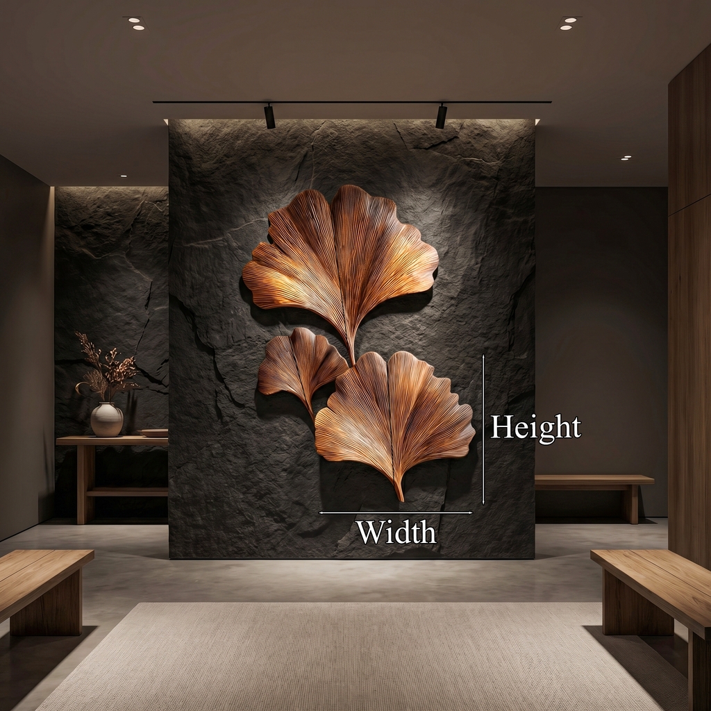 Ginkgo Leaf Wall Art, Layered Abstract Wood Sculpture for Living Room