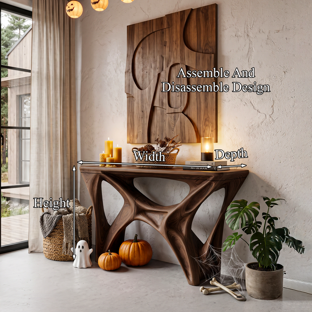 Gothic Halloween Console Table With Spider Web Inspired Base For Entryway