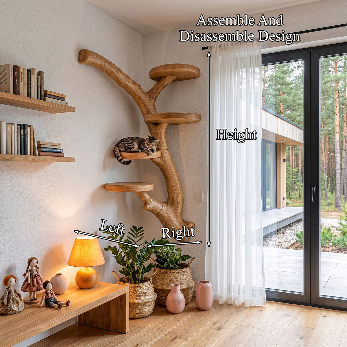 Modern Wall Mounted Cat Tree With Branch Inspired Platforms For Indoor Cats