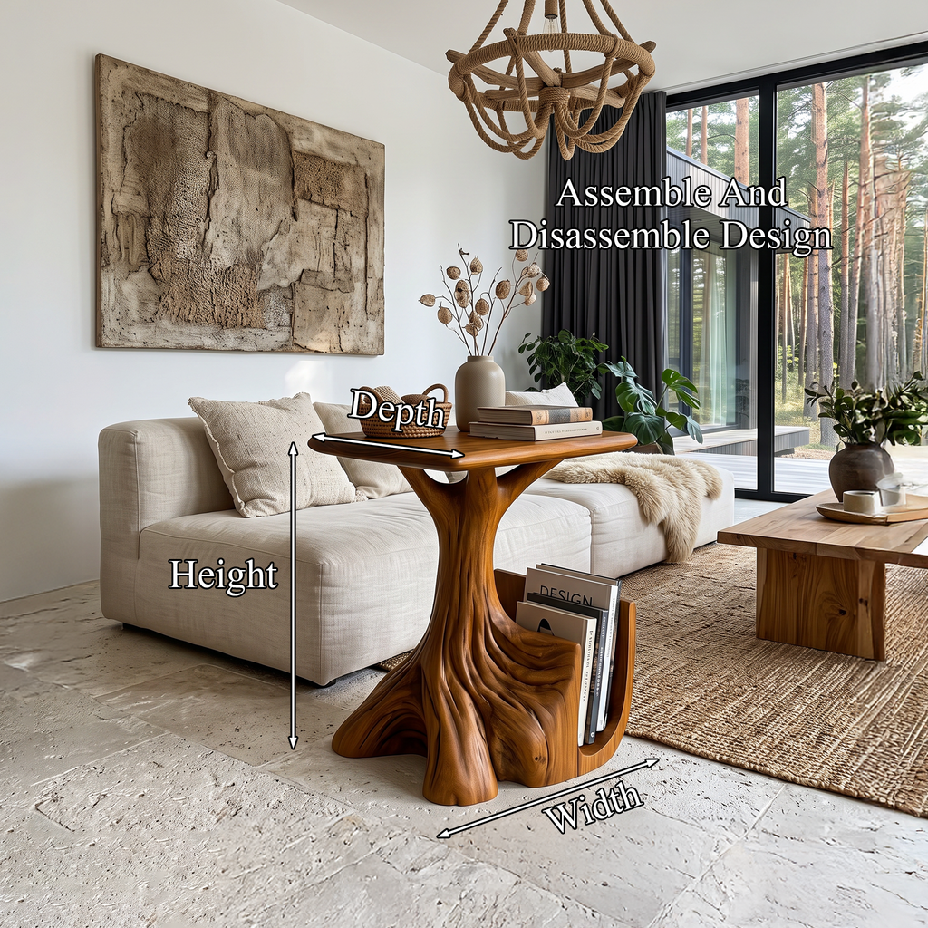 Contemporary Sculptural Side Table With Tree Inspired Base For Living Room