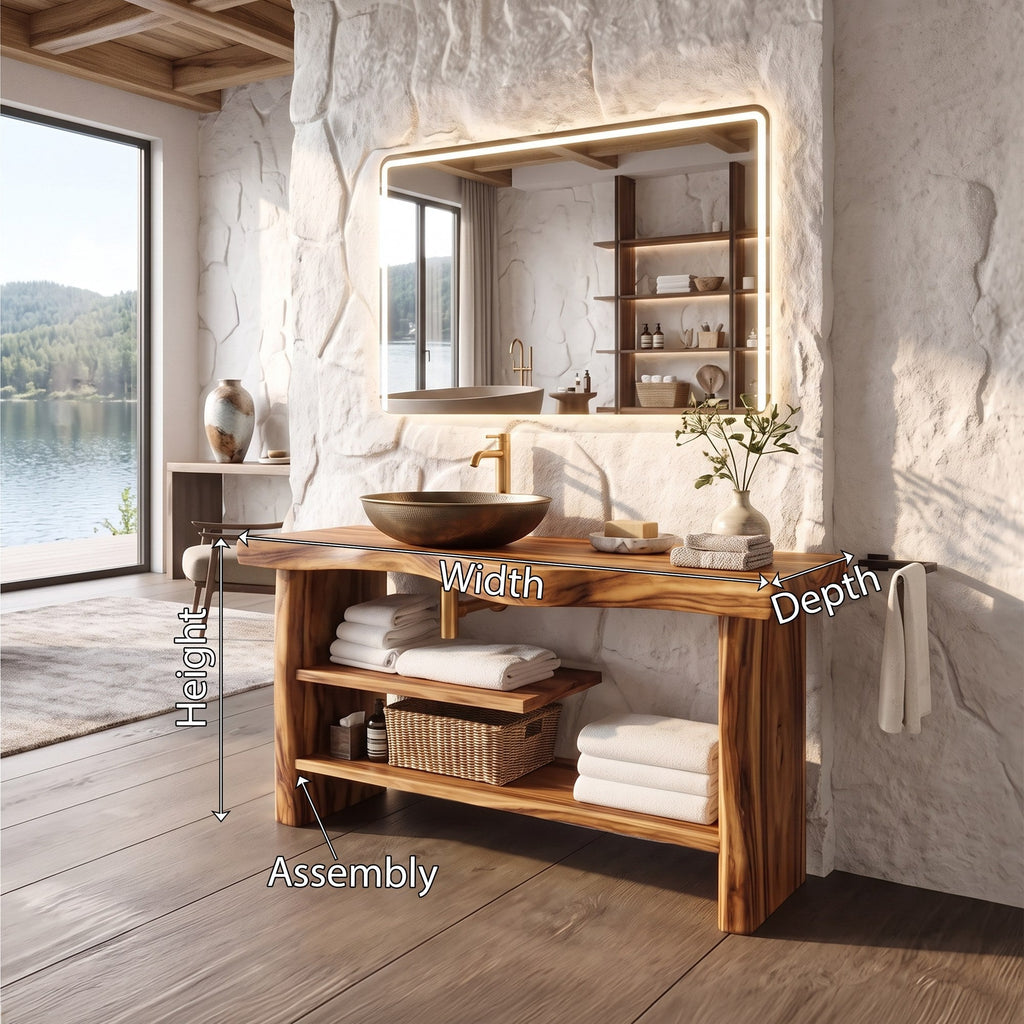 Handcrafted Solid Wood Bathroom Vanity With Drawers