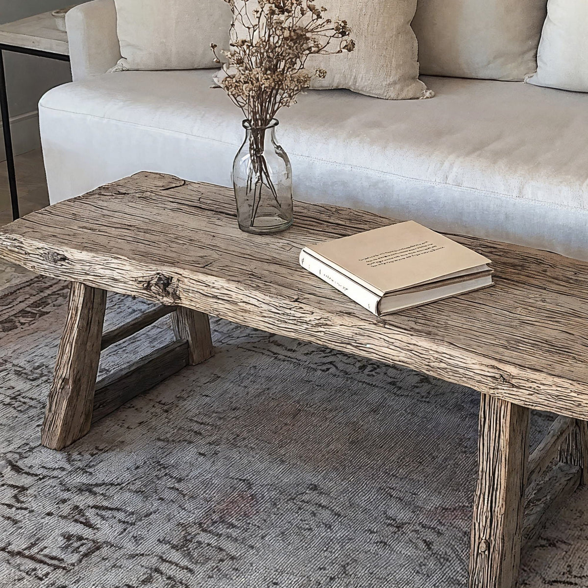 Reclaimed Driftwood Live Edge Coffee Table, 35 To 60 Inch Wide