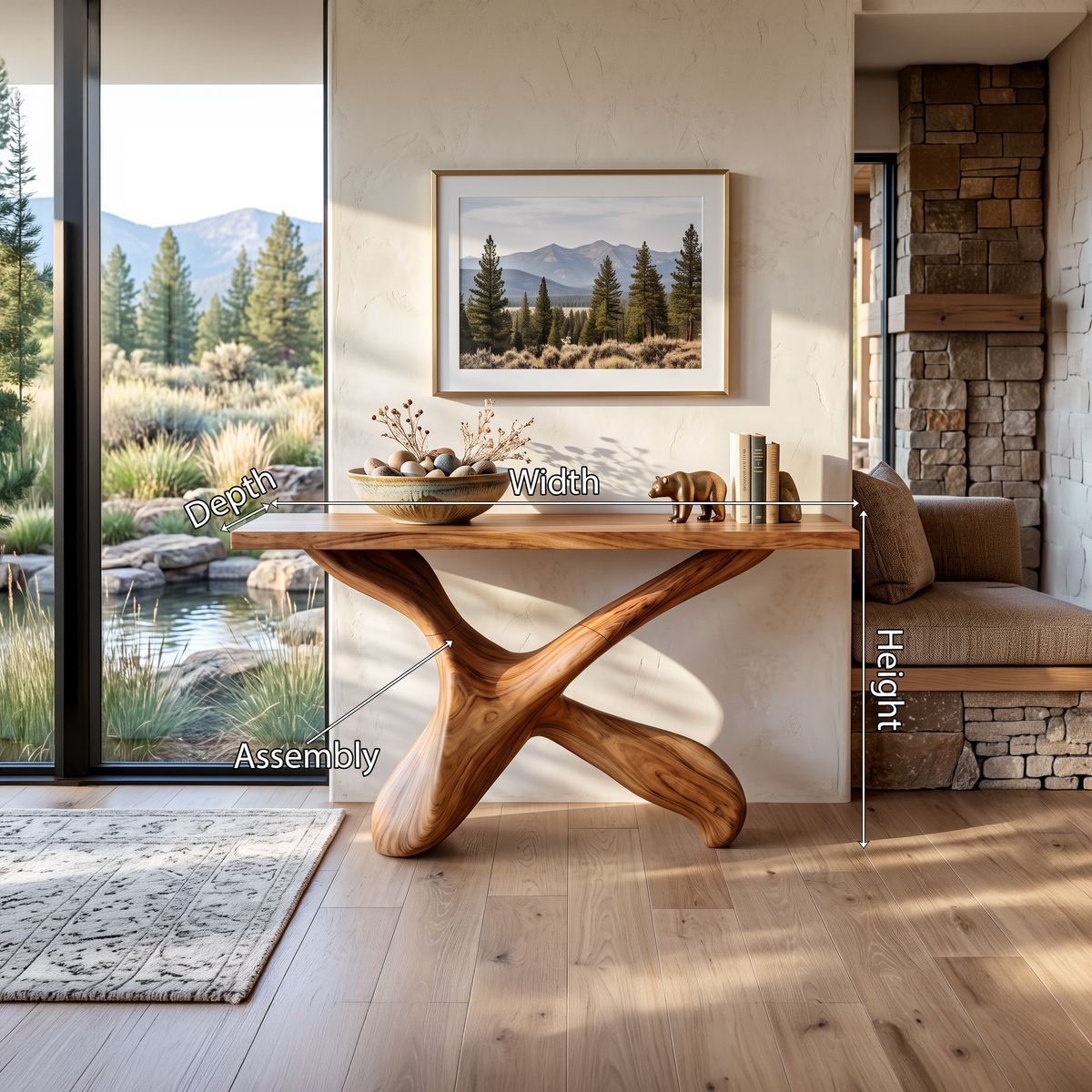 Solid Wood Farmhouse Entry Table In 4 Finishes, 30 To 71 Inch