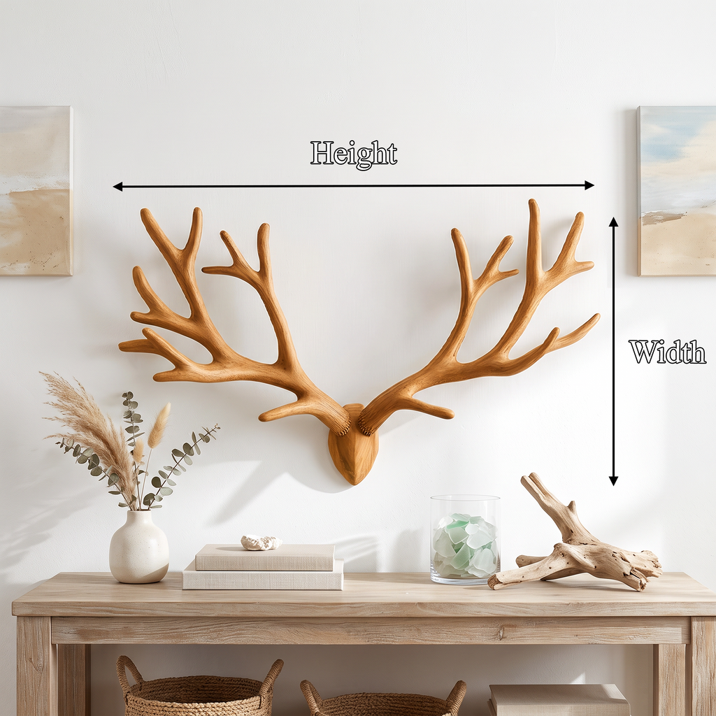 Antler Branch Wall Art, Rustic Wood Sculpture for Bedroom