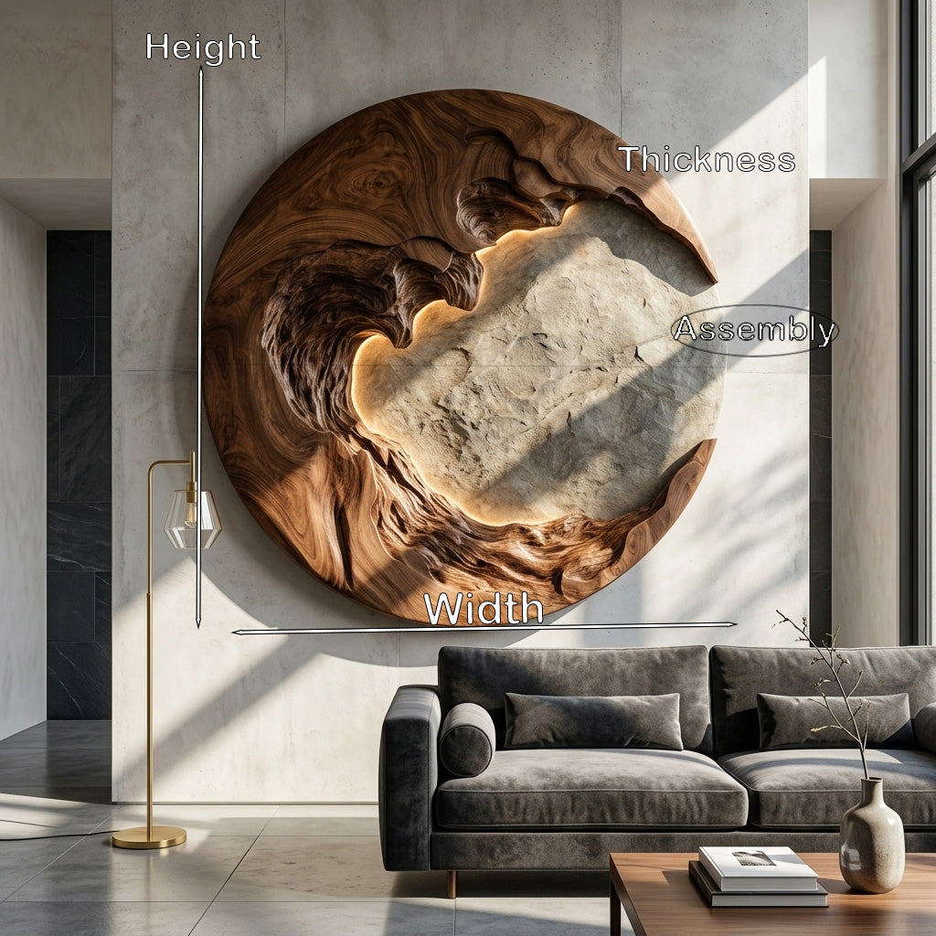 Organic Modern Round Wood Wall Art For Living Room