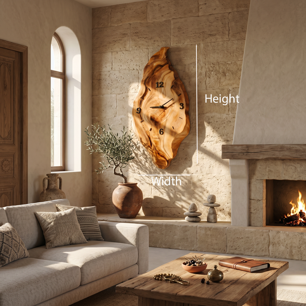 Rustic Wall Clock with Live Edge Design, Handcrafted Organic Solid Wood Silent Round