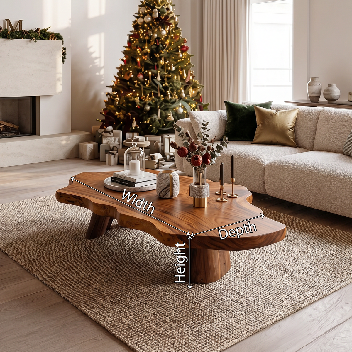Swirling Grain Driftwood-Style Live Edge Cocktail Table, 26-60 in