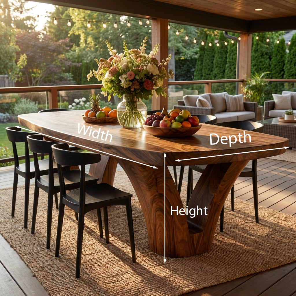 Modern Wooden Dining Table With Unique Base For Kitchen