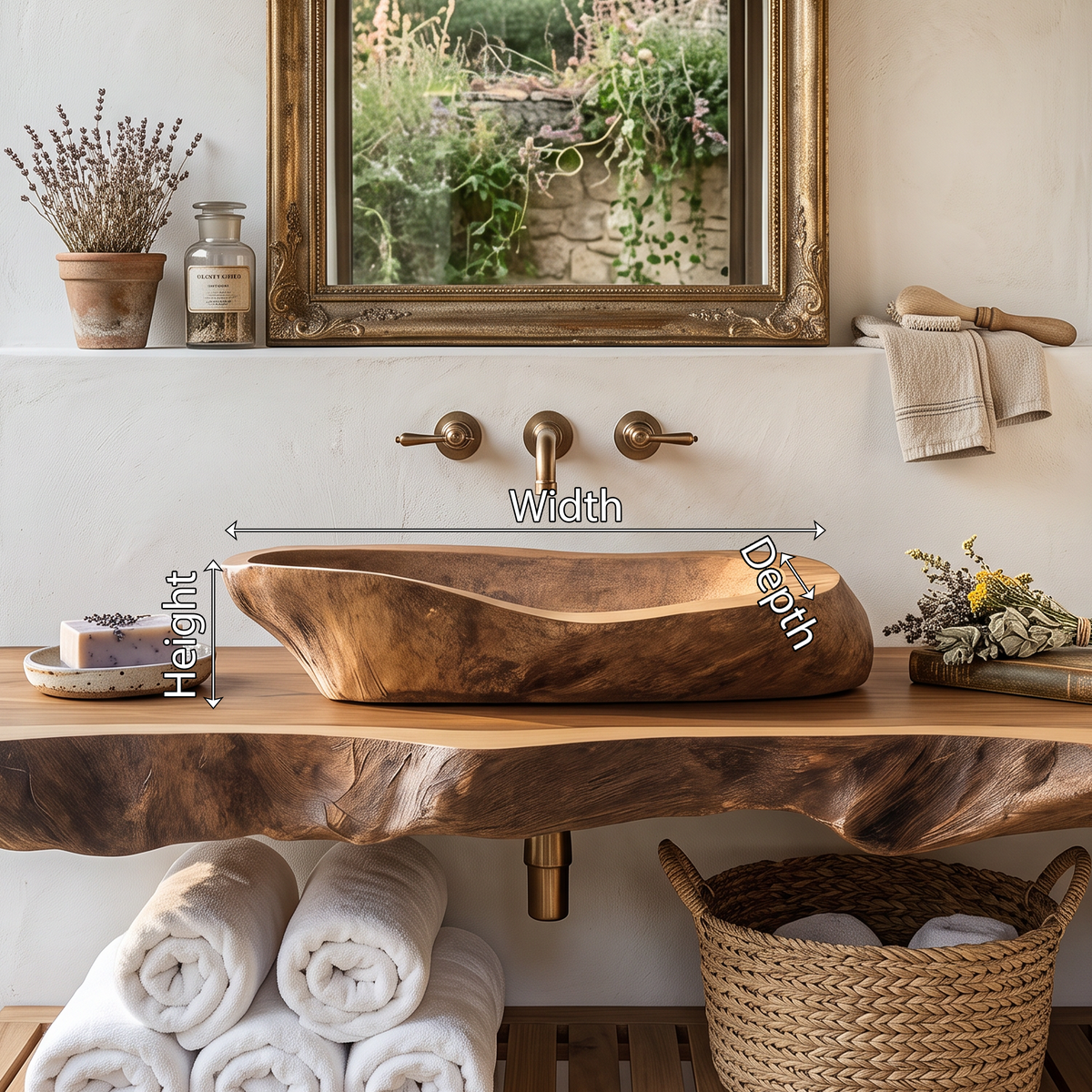 Handcrafted Wood Wash Basin For Elegant Bathroom Design