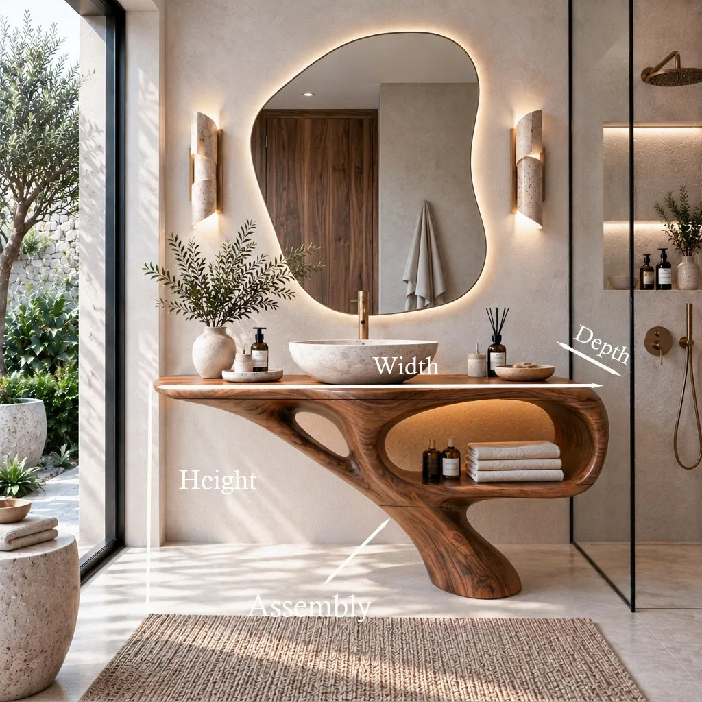 Organic Modern Bathroom Vanity Open Shelf For Spa Bathroom