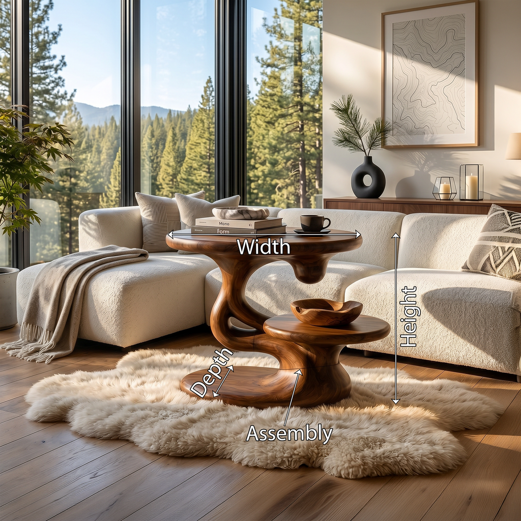 Floating Look Wood Side Table For Cabin Or Mountain Retreat