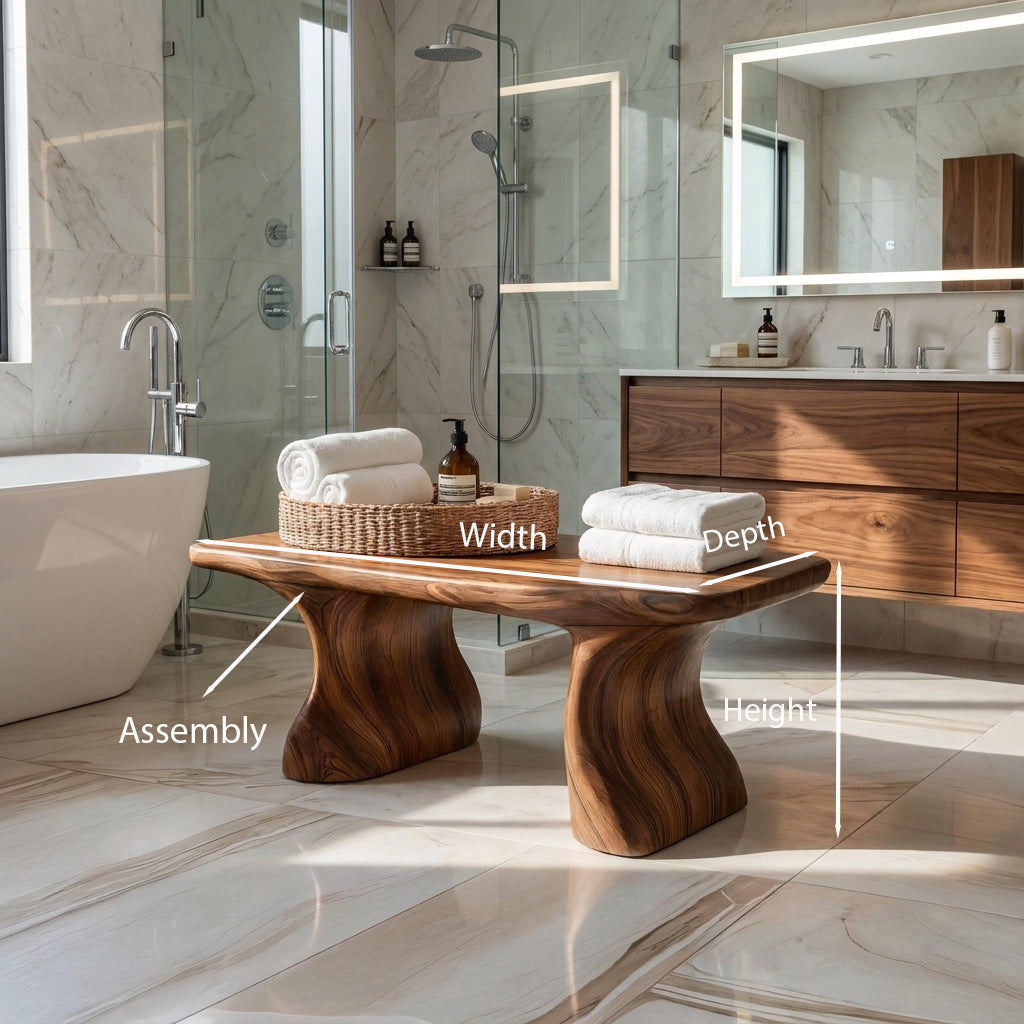 Modern Organic Curved Bath Bench For Bathroom