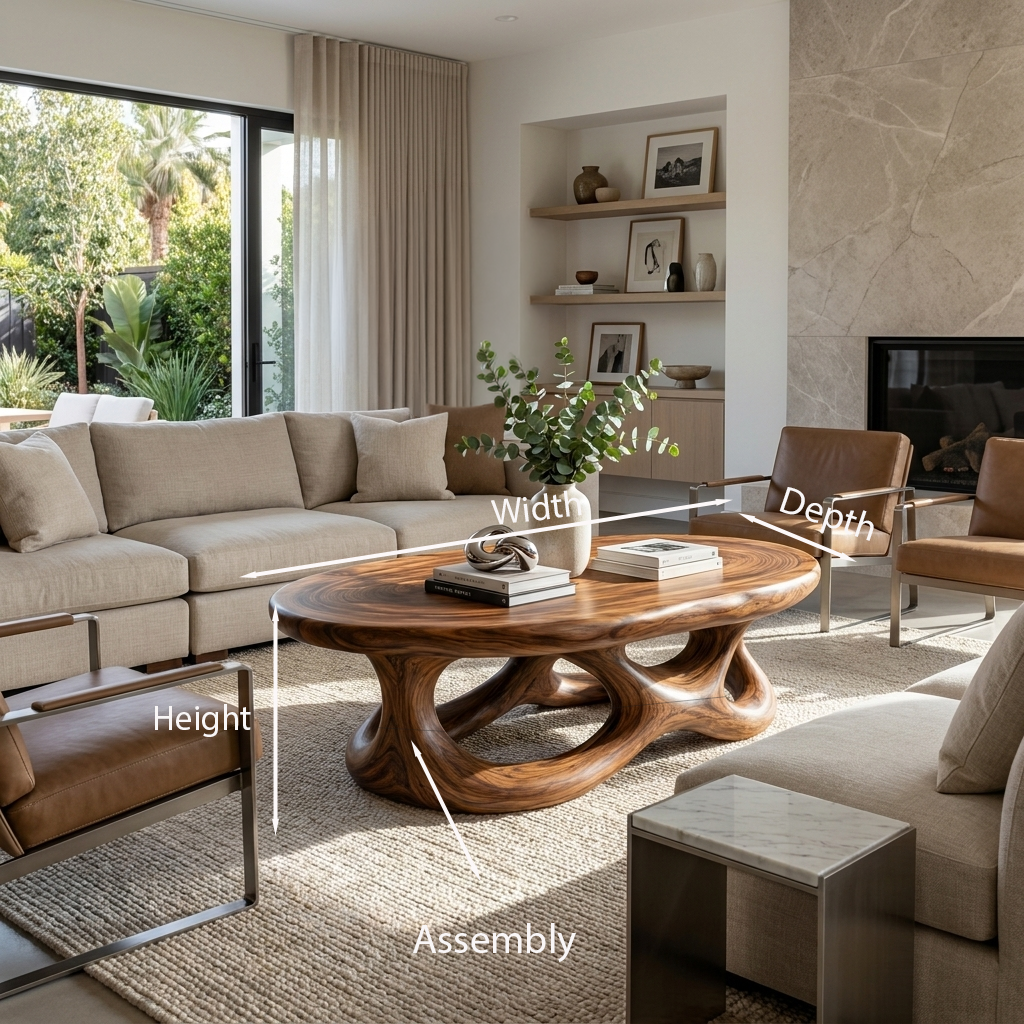 Contemporary Coffee Table With Organic Openwork Base For Designer