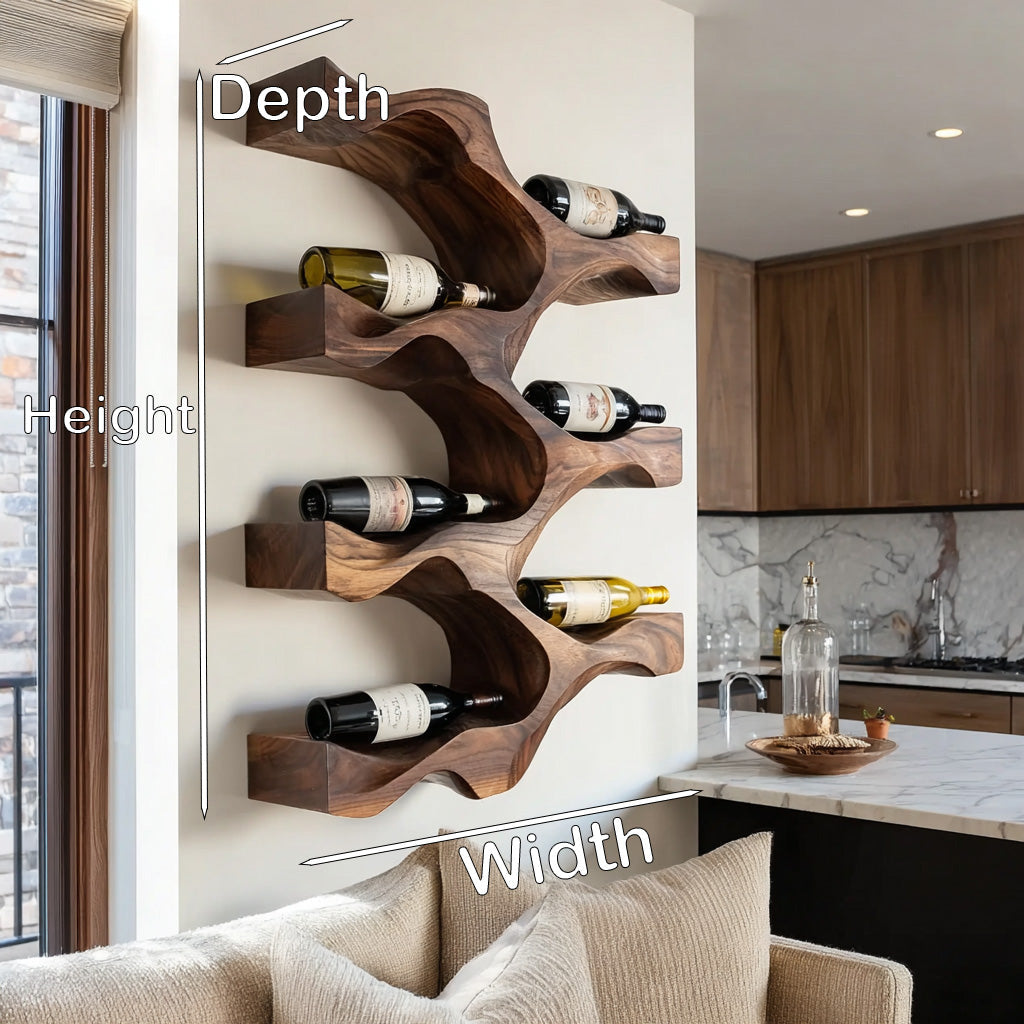 Vertical Wall-Mounted Wood Wine Rack For Kitchens, 31 to 59 Inch