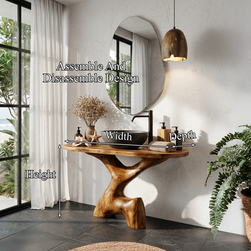 Contemporary Sculptural Bathroom Vanity Freestanding Sink Console