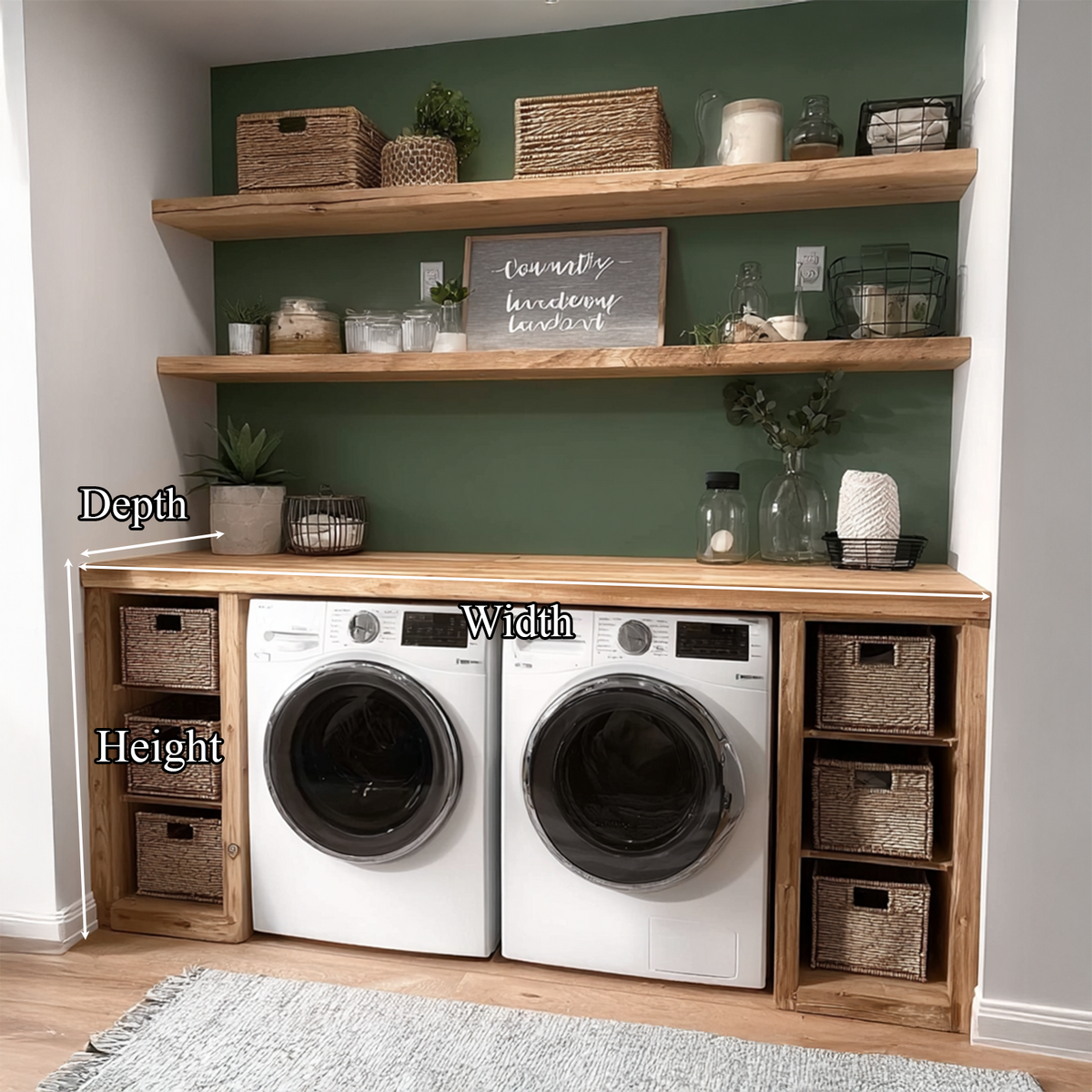 Laundry Furniture Set Solid Wood Custom Rustic Gift