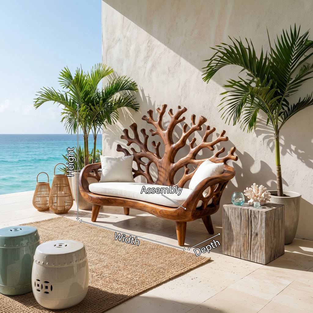 Modern Coral Tree Backrest Bench