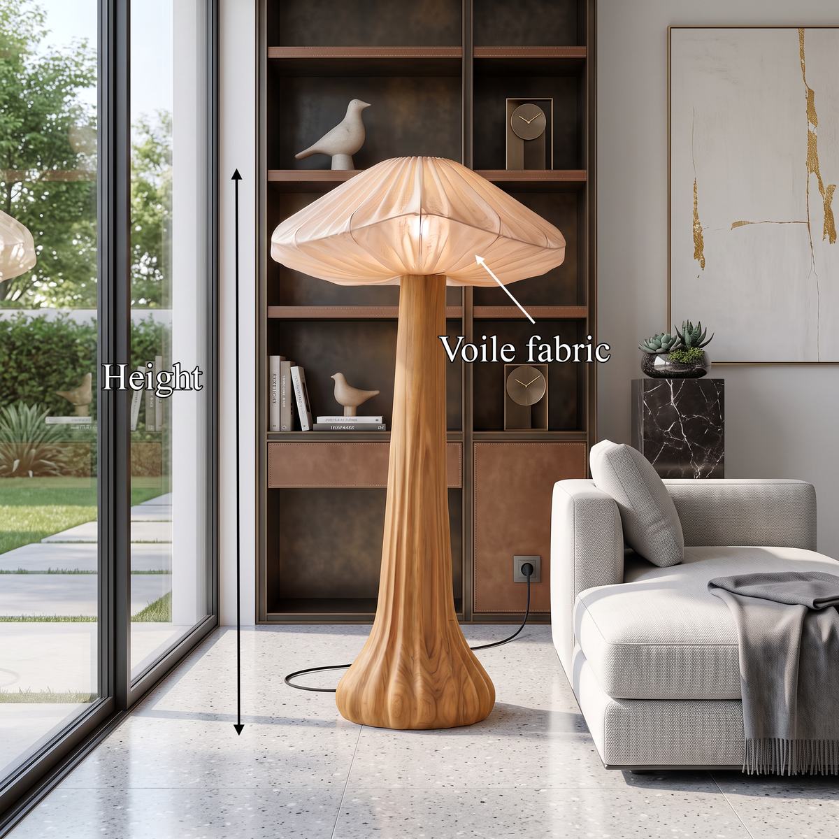 Contemporary Floor Lamp Organic Mushroom Design Reading Corner