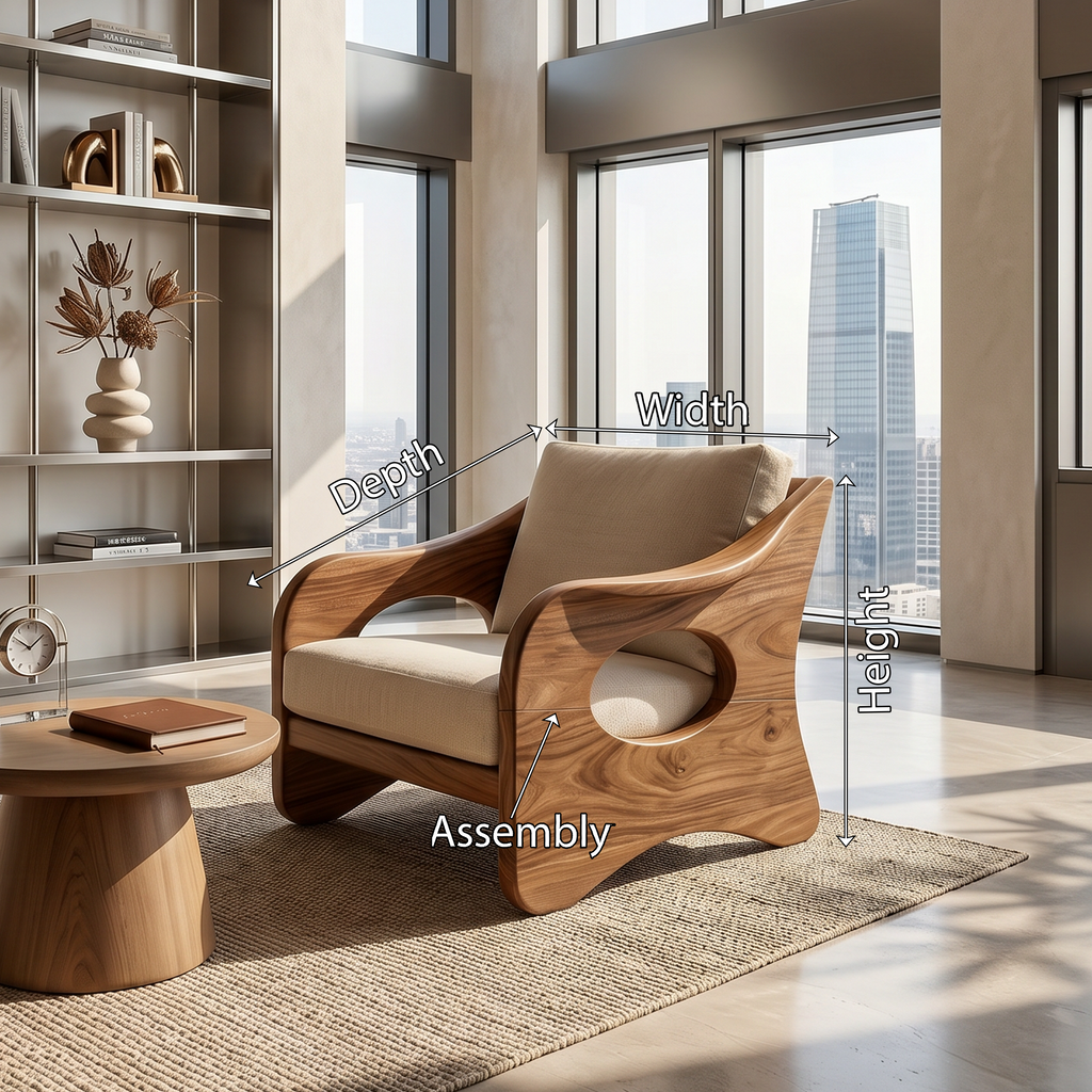 Curved Solid Wood Armchair For Executive Office Lounges