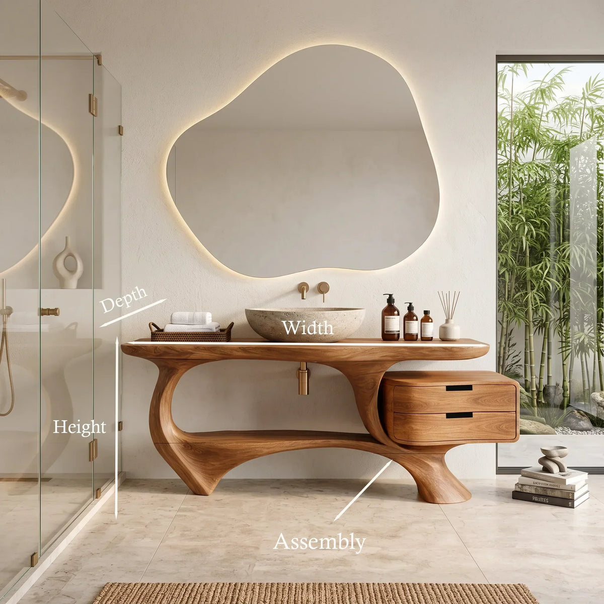 Minimal Bathroom Vanity Sculptural Loop Cabinet For Luxury Homes