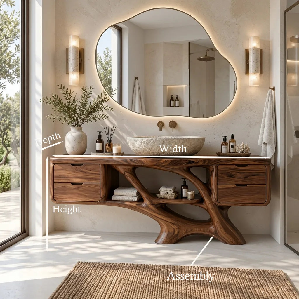 Contemporary Bathroom Vanity Flowing Base With Drawer For Luxury Homes