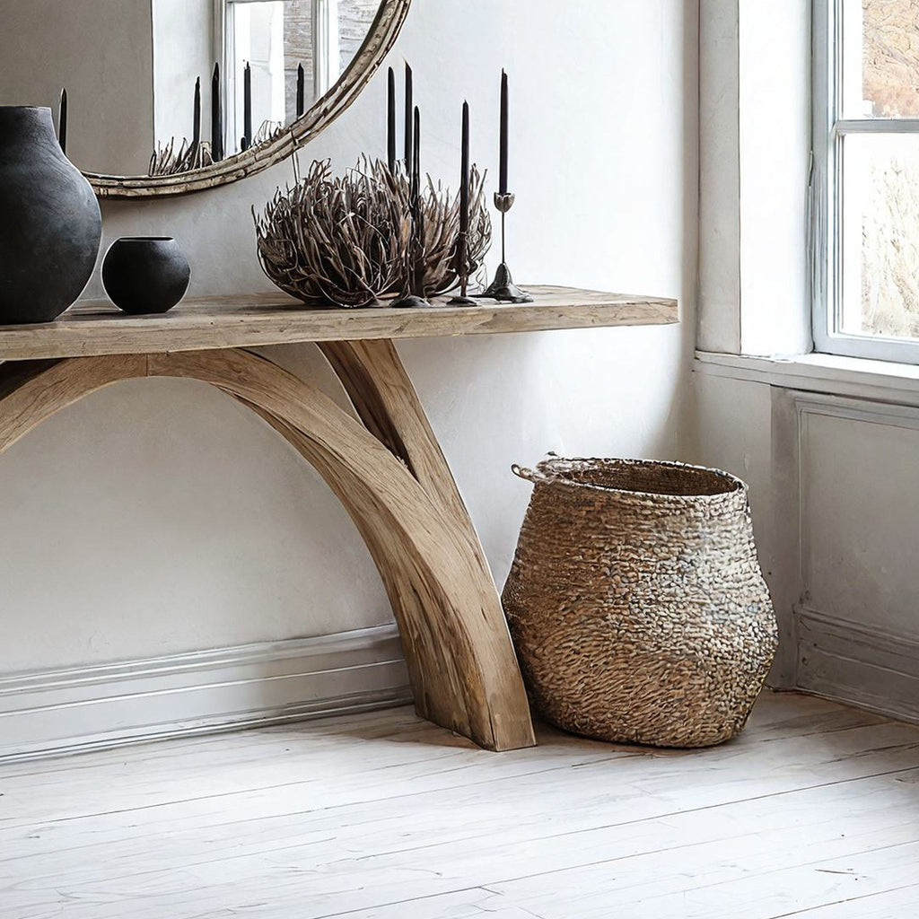 Wood Entryway Table, Slim Solid Wood Console for Hallways