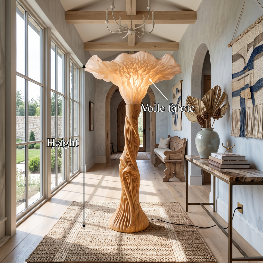 Mushroom Shade Wooden Floor Lamp For Reading Corners, 51 Or 61 Inch