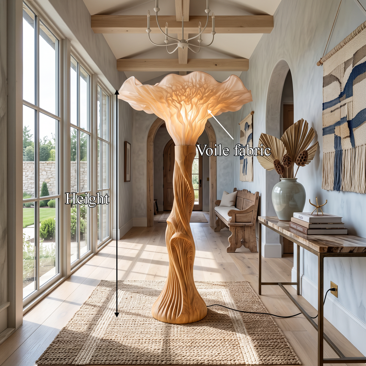 Mushroom Shade Wooden Floor Lamp For Reading Corners, 51 Or 61 Inch