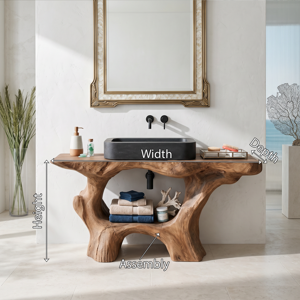 Farmhouse Solid Wood Vanity For Rustic Bathroom