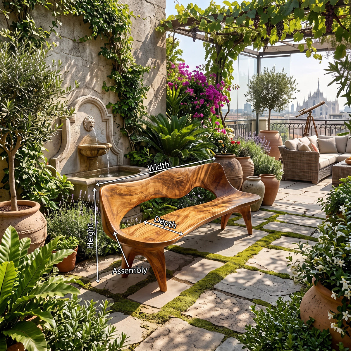 Handcrafted Curved Wood Bench For Outdoor Furniture Styling