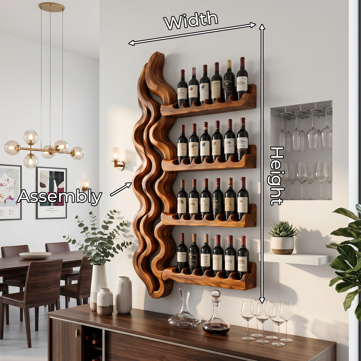Japandi Wine Storage Rack For Dining Room