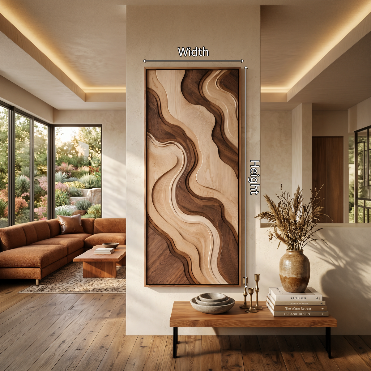 Tall Curved Line Carved Wood Wall Panel For Lounge Areas
