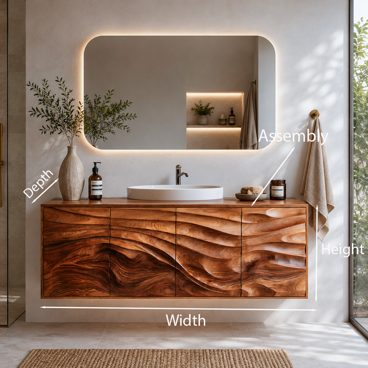 Contemporary Bathroom Vanity With Statement Wave Front For Bathroom