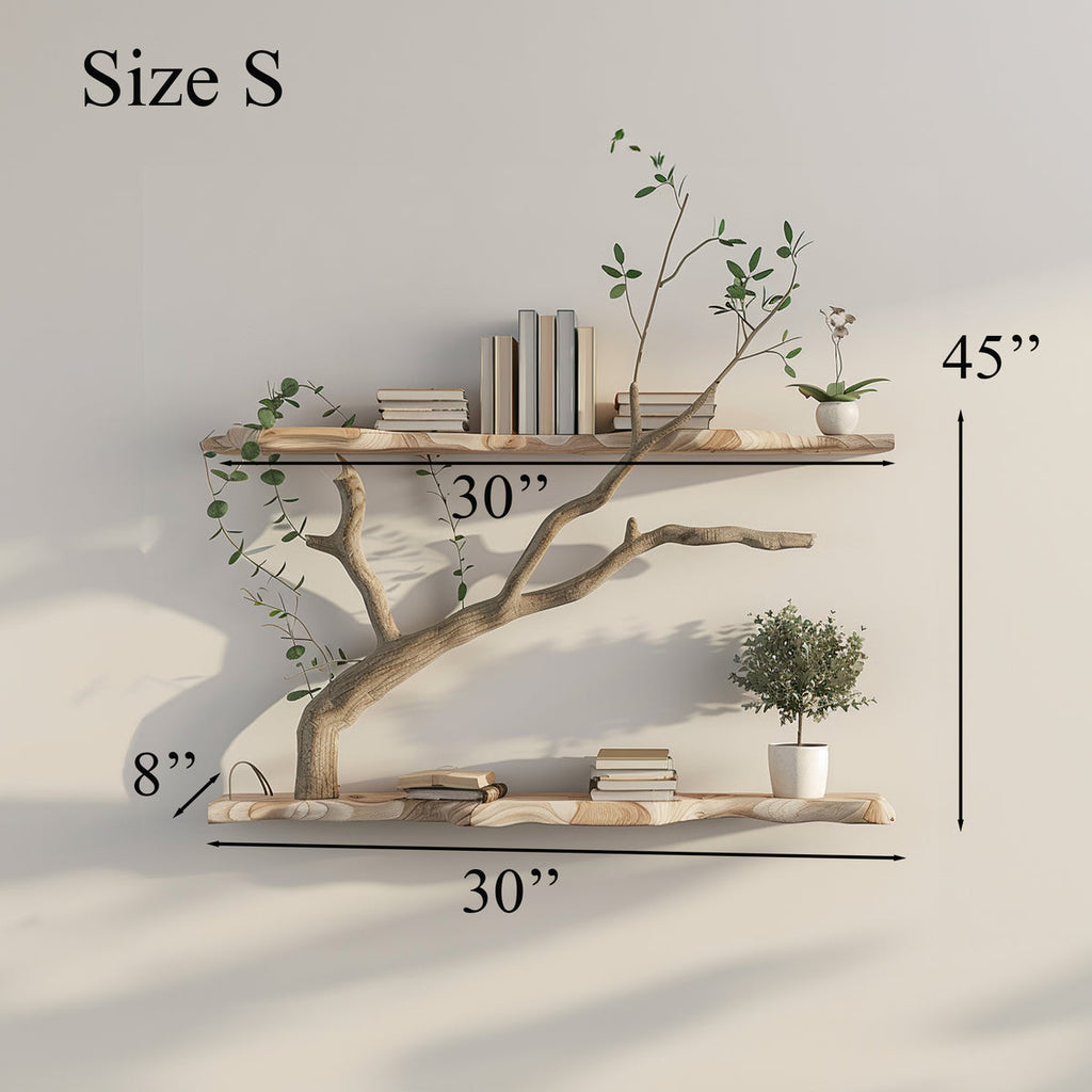 Tree Branch Driftwood Live Edge Floating Shelf Gift For Reader