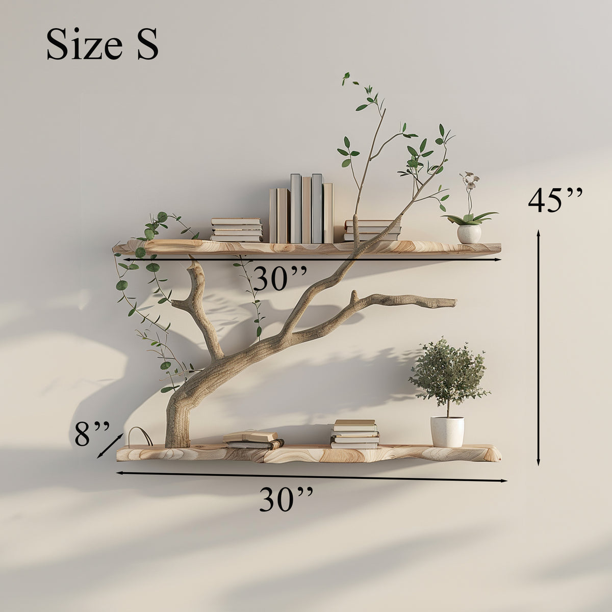 Tree Branch Driftwood Live Edge Floating Shelf Gift For Reader