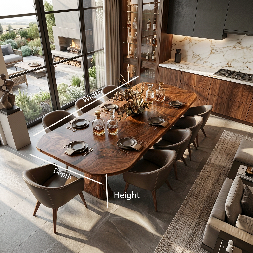 Live Edge Wood Dining Table For Kitchens, 63 to 79 Inch