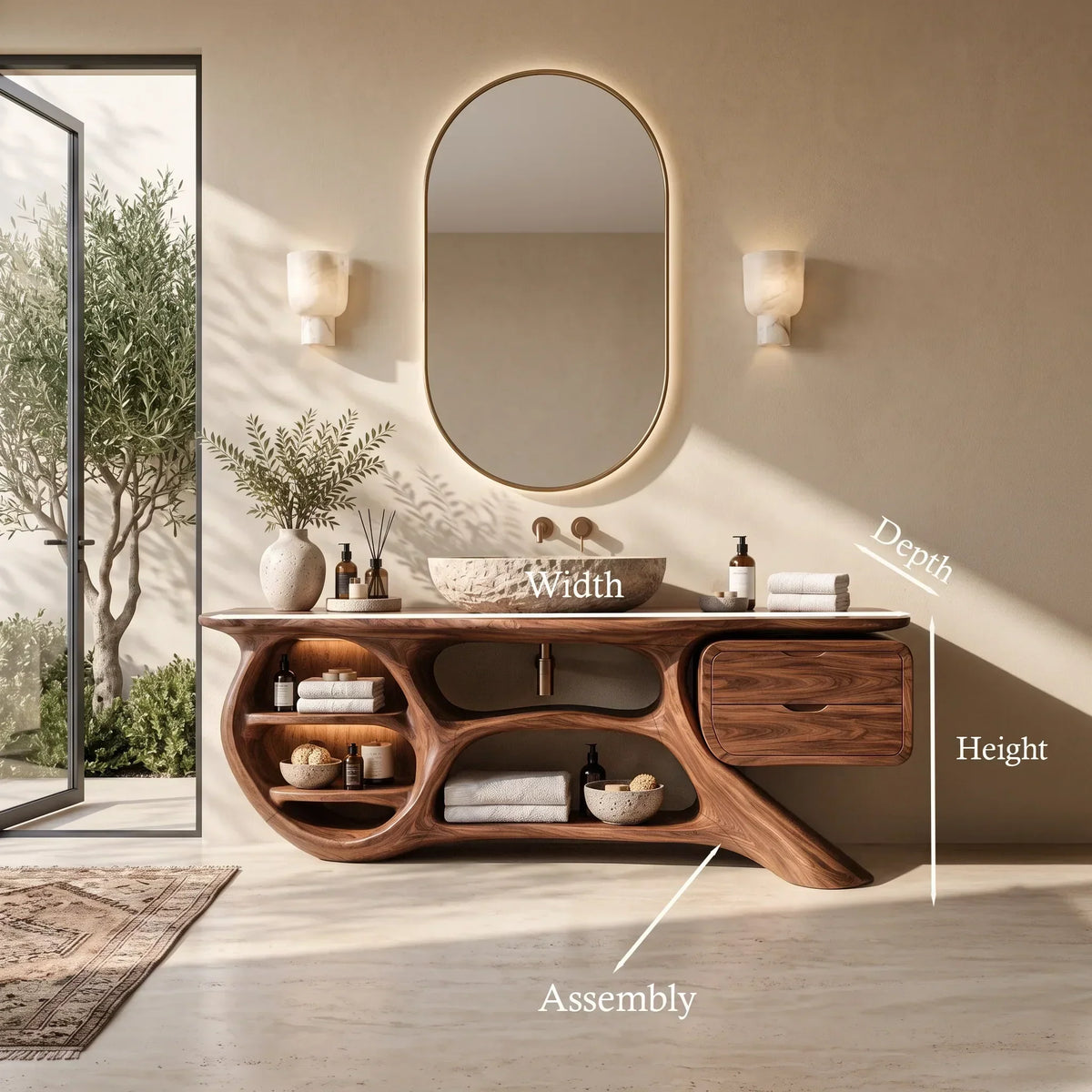 Organic Modern Bathroom Vanity Shelves With Drawers For Luxury Homes