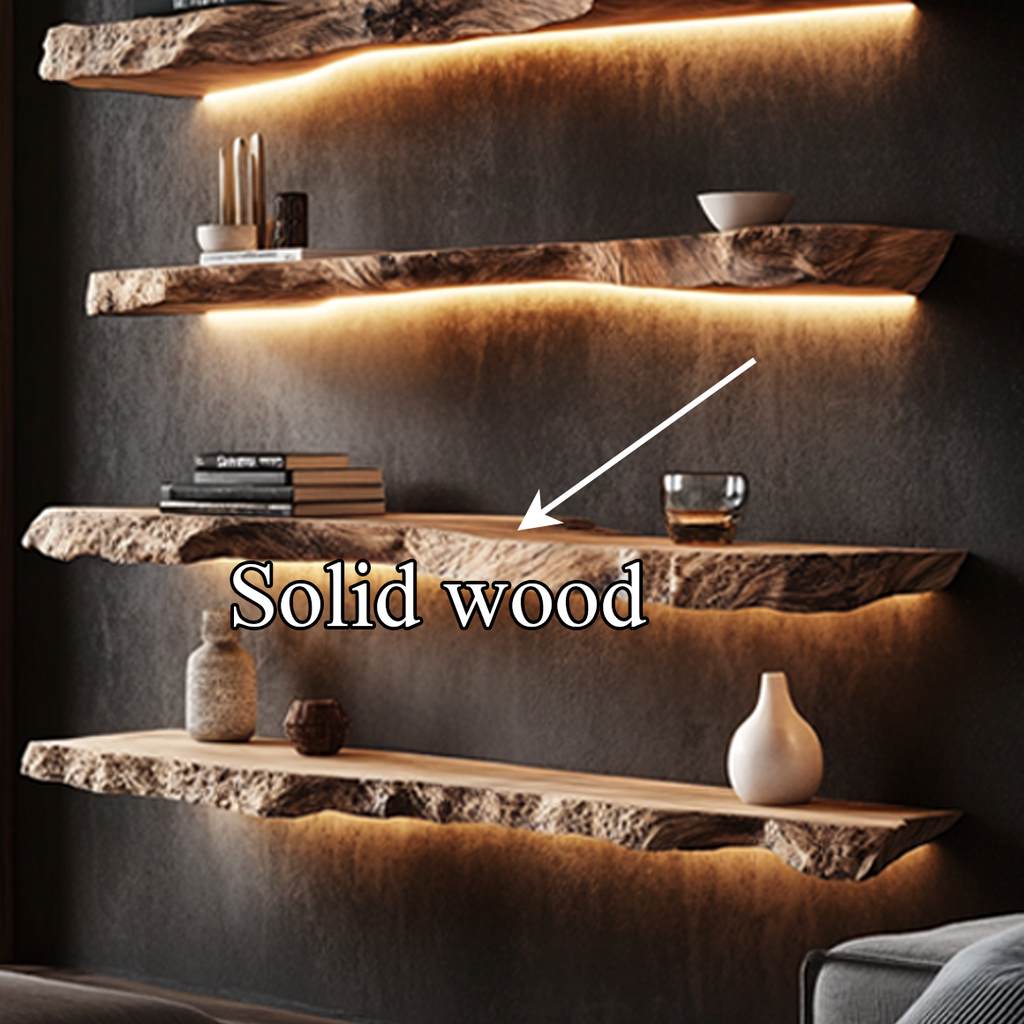 Floating Bookshelf, Rustic Solid Wood Wall Shelf for Reading Corner