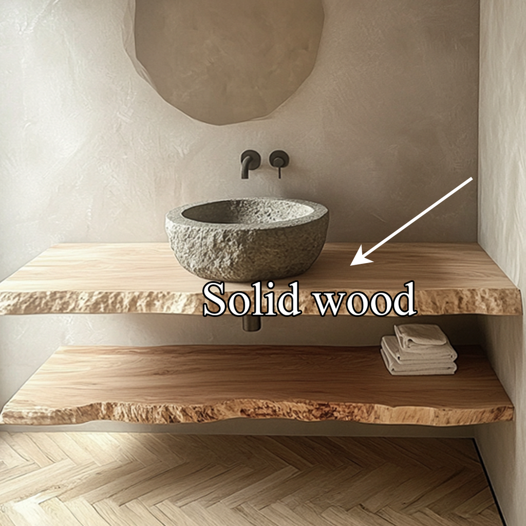 Live Edge Bathroom Vanity Shelf, Reclaimed Wood Double Sink Counter