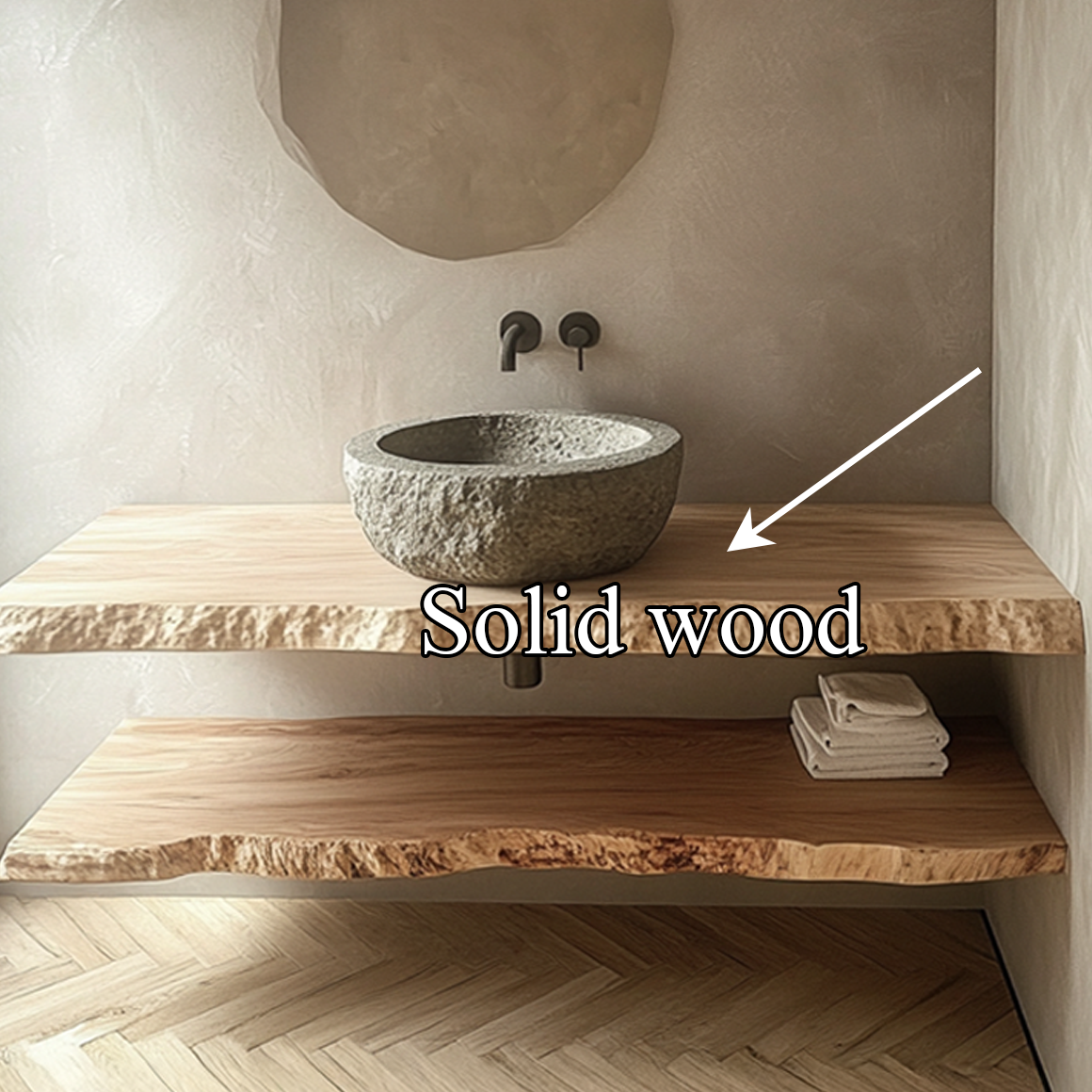 Live Edge Bathroom Vanity Shelf, Reclaimed Wood Double Sink Counter