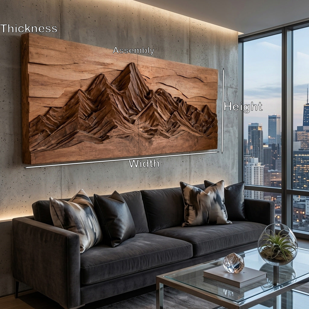 Mountain Wall Art With Layered Carved Design For Holiday Decor