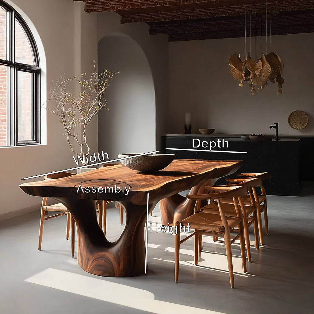 Organic Pedestal Wood Dining Table, 63 To 108 Inch Long