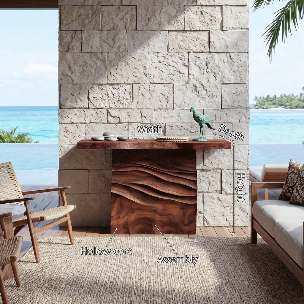 Clean-Lined Entry Table With Subtle Carved Wood Detailing