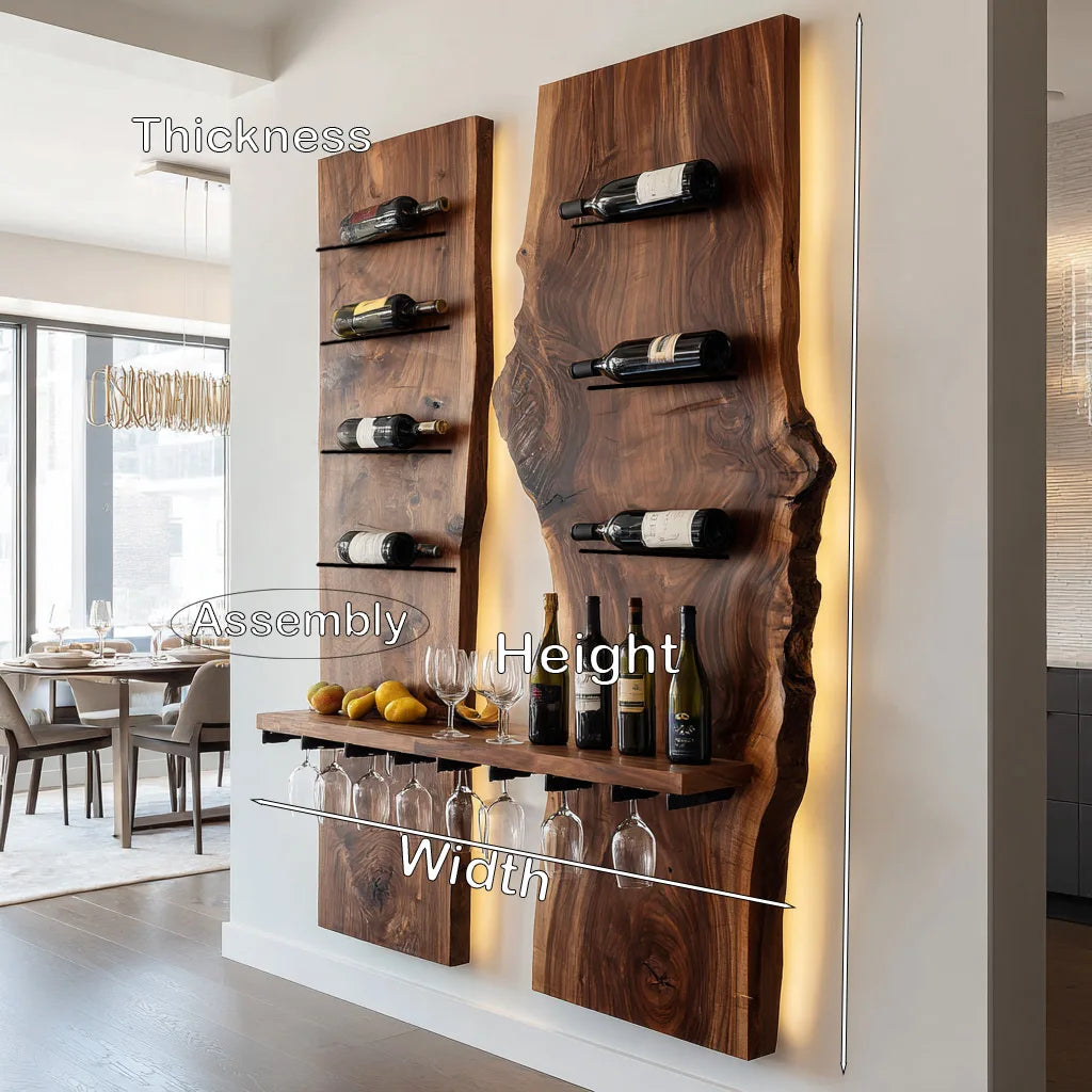 Modern Double Panel Wine Rack With Glass Holder For Home Bar