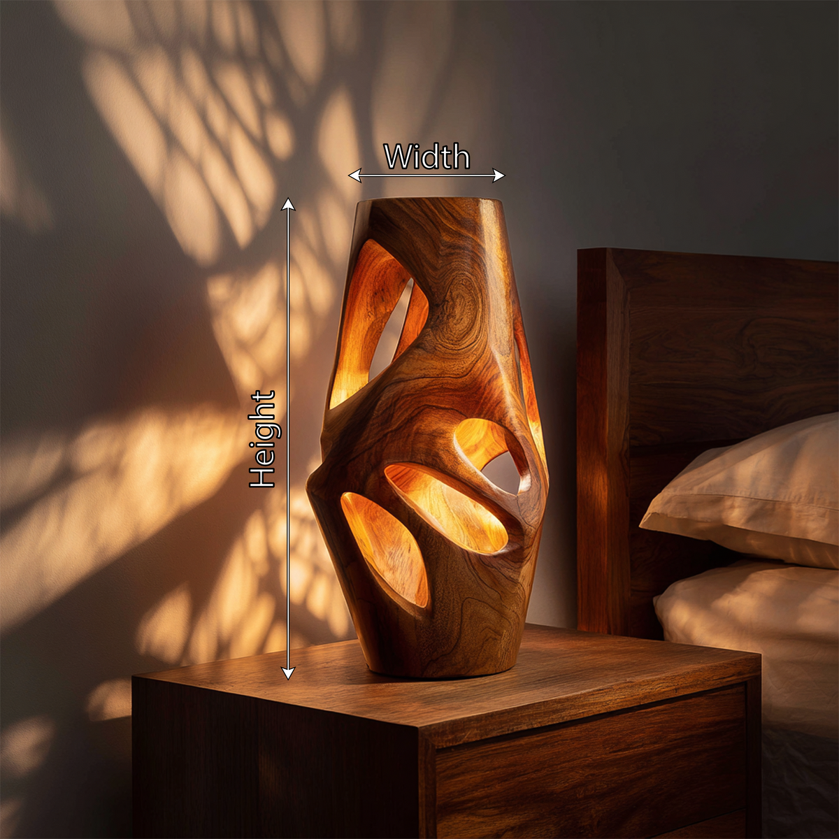 Wood Table Lamp, Industrial Ambient Bedside Light for Lounge or Bar